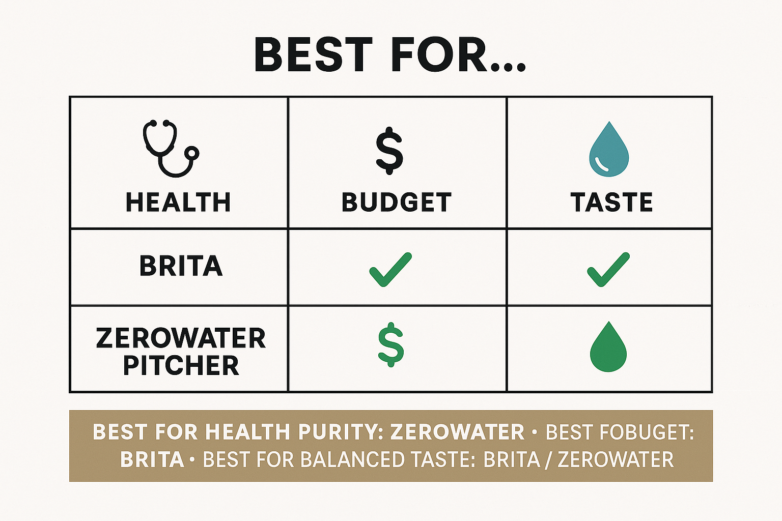 Infographic of Zero water vs Brita best for