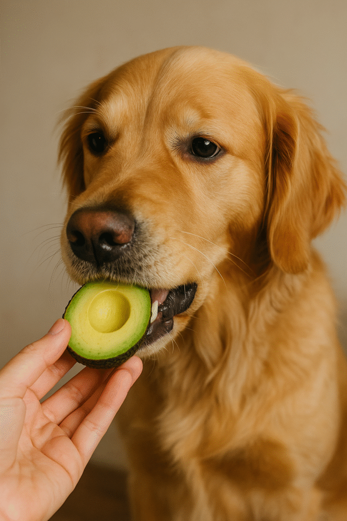 Dog enjoying Avocado